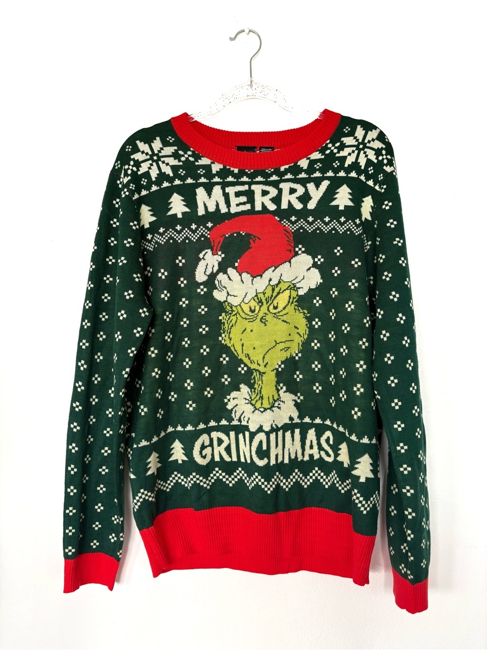 The Grinch Merry Grinchmas Green Holiday Ugly Sweater Size XL